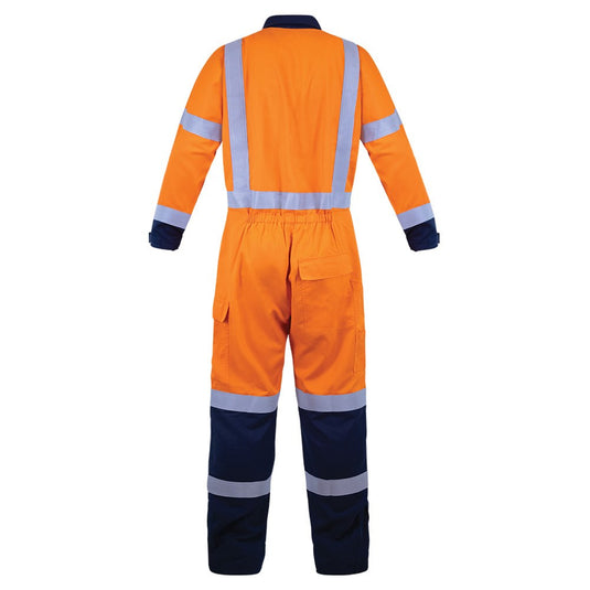 Bison Arcguard 8.8cal TTMC-W17 Overall, showcasing the back view, features reflective stripes, multiple pockets, and Velcro adjustments, designed for safety and functionality in workplace environments.