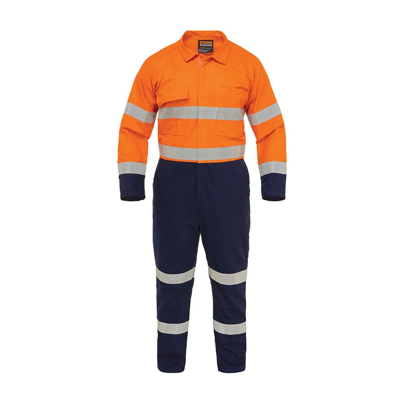 Load image into Gallery viewer, Bison Taped Cotton Zip Overall, Orange/Navy