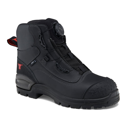 John Bull Oryx 3.0 Safety Boots featuring a sleek design with red accents, showcasing the innovative Boa Lacing System and durable construction, ideal for workplace safety and protection.