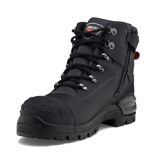 John Bull Crow 3.0 Safety Boots featuring black laces, a robust steel toe cap, and a durable TPU toe guard, designed for optimal protection and comfort in demanding work environments.