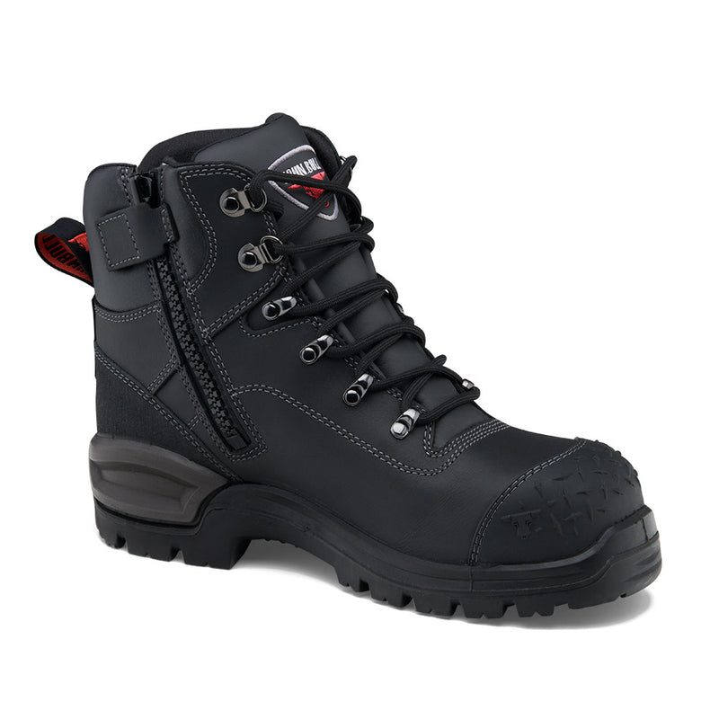 Load image into Gallery viewer, John Bull Crow 3.0 Safety Boots featuring laces, a TPU toe guard, and heavy-duty zip, designed for durability with a slip-resistant sole and steel toe cap, ideal for workplace safety.