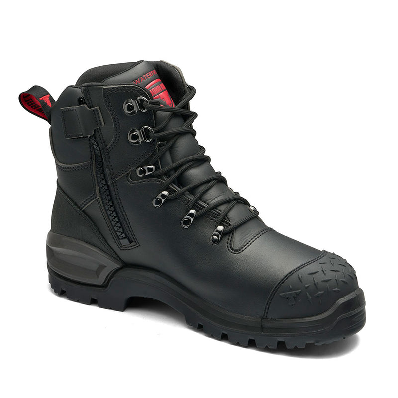 Load image into Gallery viewer, John Bull Rockhopper 3.0 Safety Boots featuring a microfibre upper with Sympatex bootie, steel toe cap, TPU toe guard, and durable 300°C resistant sole, designed for premium waterproof and scuff protection.