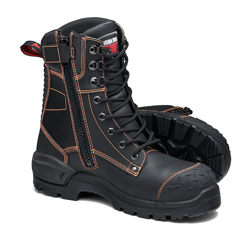 John Bull Kokoda 3.0 Safety Boots, featuring a rugged design with a durable nitrile rubber outsole and black water-resistant leather, ideal for challenging environments, embodying Active Safety's commitment to high-performance safety footwear.