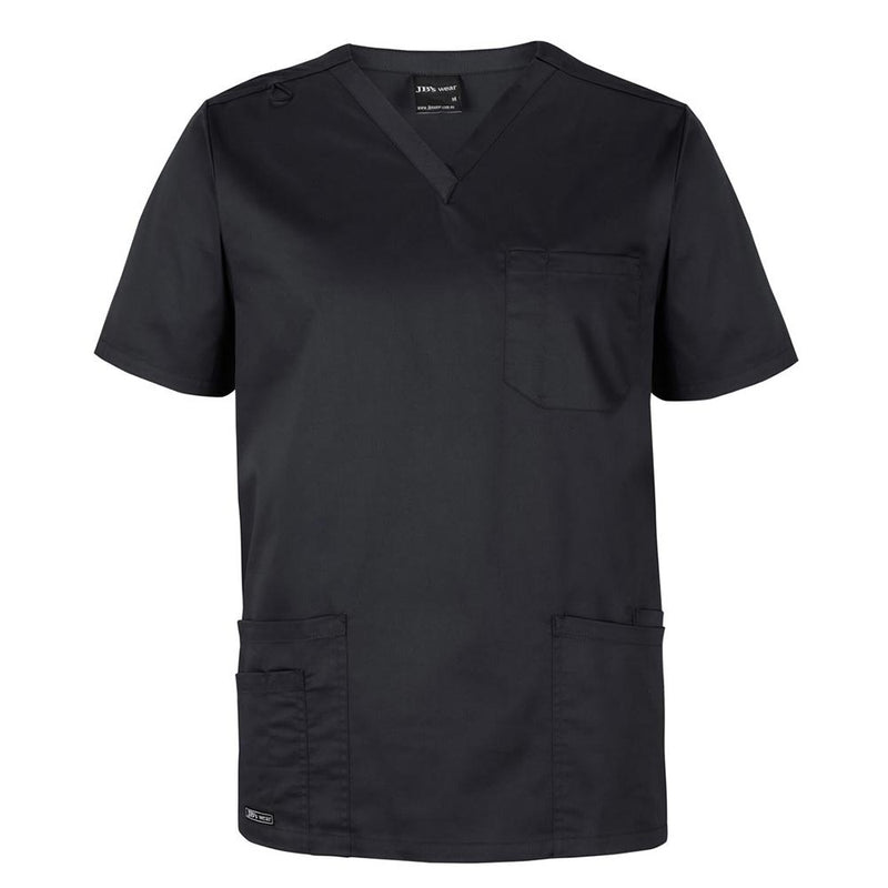 Load image into Gallery viewer, JB's Unisex Premium Scrub Top features a V-neck with short sleeves, a chest pocket, two front pockets with a pen compartment and key loop, reflecting Active Safety's commitment to practical workplace attire.