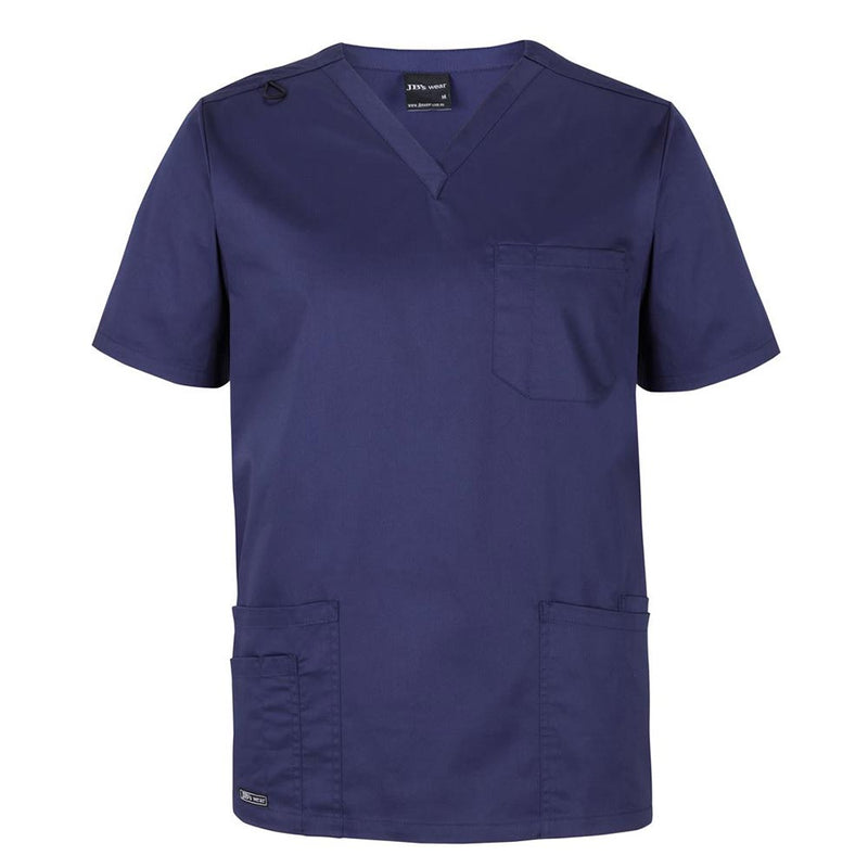 Load image into Gallery viewer, JB's Unisex Premium Scrub Top features a V-neck design with a chest pocket and two double front patch pockets, including a pen compartment and key loop, ideal for medical professionals.