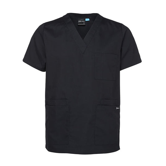 JB’s Unisex Scrubs Top features a classic fit with a V-neck, set-in sleeves, and multiple pockets including a chest pocket with pen insert, ideal for workplace utility and comfort.