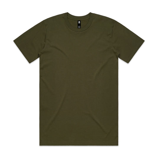 AS Colour 5026 Mens Classic Tee, featuring a durable design with relaxed fit, heavy weight 220 GSM combed cotton, neck ribbing, and double needle hems, ideal for workplace safety uniform customization.