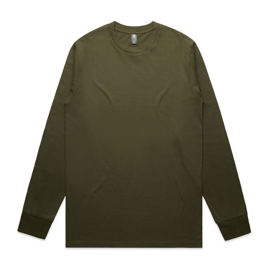 AS Colour 5071 Mens Classic L/S Tee, featuring a relaxed fit, cuffed sleeves, neck ribbing, and double needle hems. Perfect for screen printing, DTG, and embroidery, aligning with Active Safety's workwear focus.
