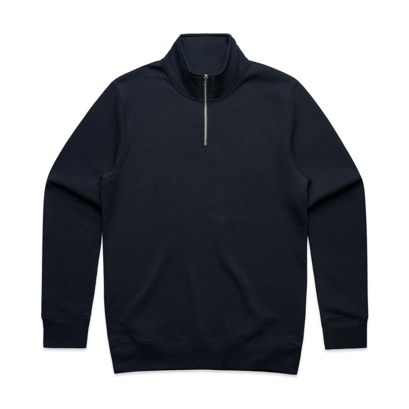 Load image into Gallery viewer, AS Colour 5125 Mens Stencil Half Zip Jumper showcasing a mock neck with a silver zip, ribbed cuffs, and hem, made from mid-heavy weight anti-pill fleece, ideal for workplace layering.
