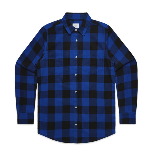AS Colour 5417 Flannelette Check Shirt with a regular fit showcases a heavy-weight, check design. It features double chest pockets, long sleeves, clear buttons, and adjustable cuffs, ideal for workwear needs.