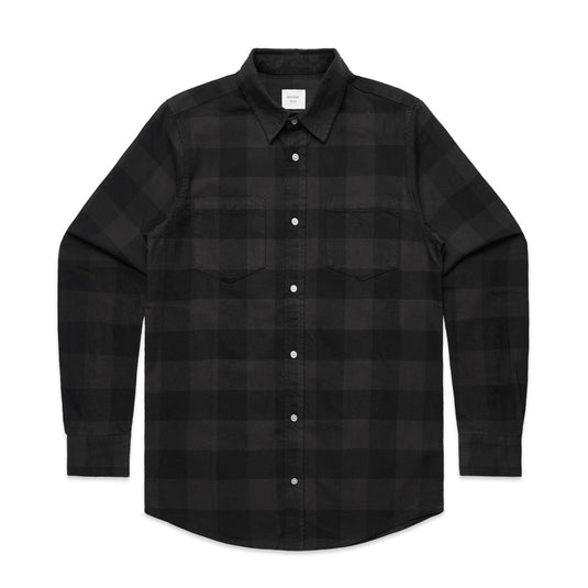 AS Colour 5417 Flannelette Check Shirt, a durable long-sleeve button-up with double chest pockets and adjustable cuffs, crafted from heavyweight cotton flannel, perfect for screen printing or embroidery.