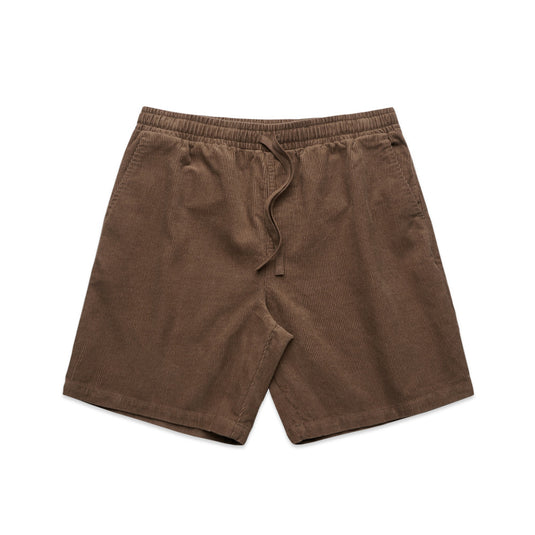 AS Colour 5941 Men's Cord Shorts feature a regular fit with an elasticated waistband, tonal drawcord, and multiple pockets, crafted from mid-weight, 100% cotton corduroy, ideal for workwear and embroidery.