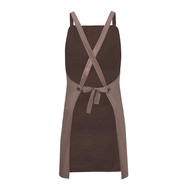 Load image into Gallery viewer, JB’s Cross Back Canvas Apron (Without Straps) features a durable 360gsm duck canvas with a cross-back design, antique brass eyelets, and a spacious lower front pocket, ideal for workplace utility.