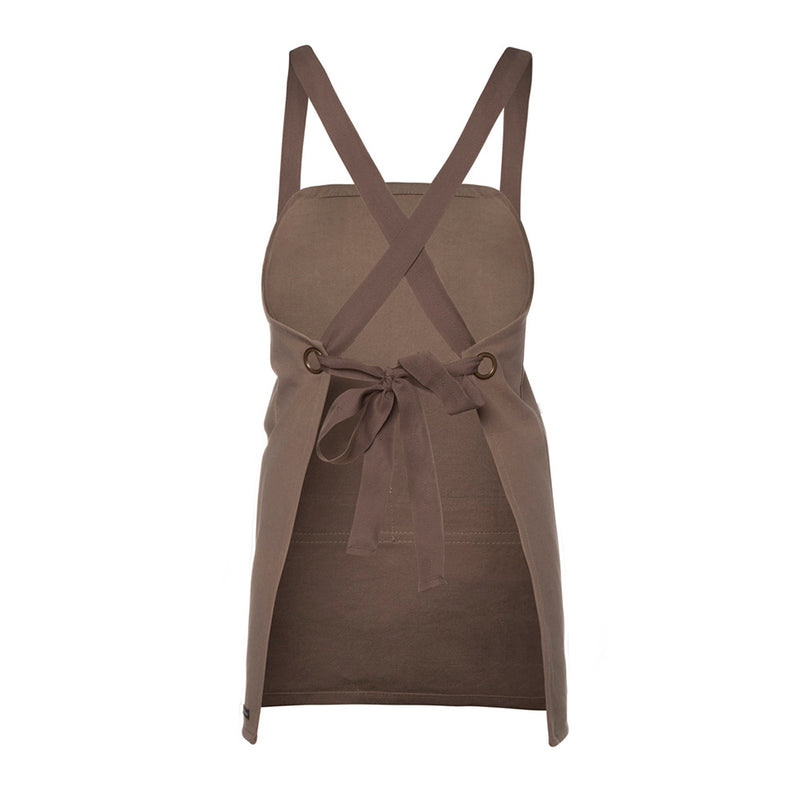 Load image into Gallery viewer, JB's Cross Back Bib Canvas Apron (Without Strap) features a durable 345gsm duck canvas with a cross-back design and antique brass eyelets, perfect for workplace wear. The apron includes a double-stitched, low front pocket.