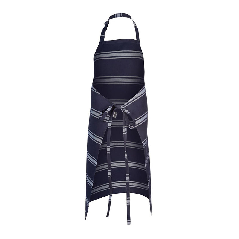 Load image into Gallery viewer, JB's Butchers Apron featuring a durable yarn-dyed twill weave stripe design, with an adjustable bib neck strap and self-fabric ties, ideal for professional use in safety-focused environments.