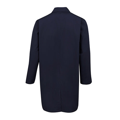 Load image into Gallery viewer, JB's Lab/Dust Coat featuring a classic fit with a visible back view, showcasing its durable 65% polyester, 35% cotton blend. Equipped with a chest pocket and two hand pockets for convenience.