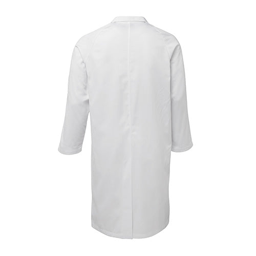 JB's Lab/Dust Coat with long sleeves features a classic fit, chest pocket, two hand pockets, and a hidden mobile phone pocket, ideal for durability and comfort in professional settings.