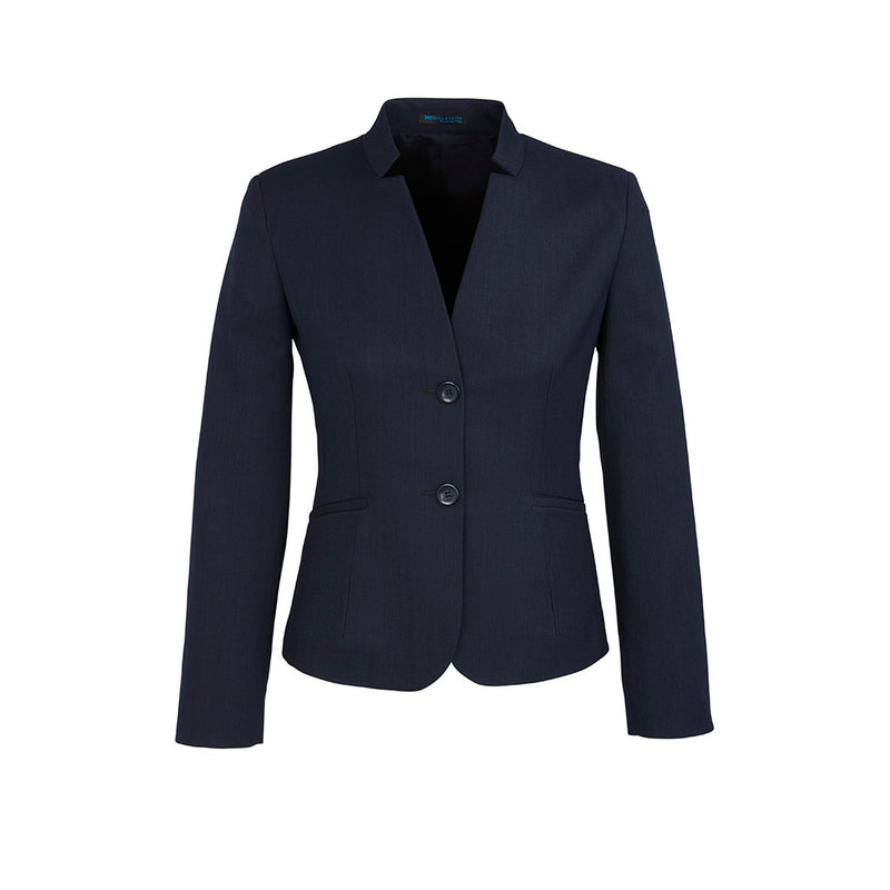 Load image into Gallery viewer, Biz Womens Cool Stretch Short Jacket featuring a sleek black design with buttons, ideal for professional settings. Notable for its breathable, stretch fabric, ensuring comfort and durability in warmer climates.