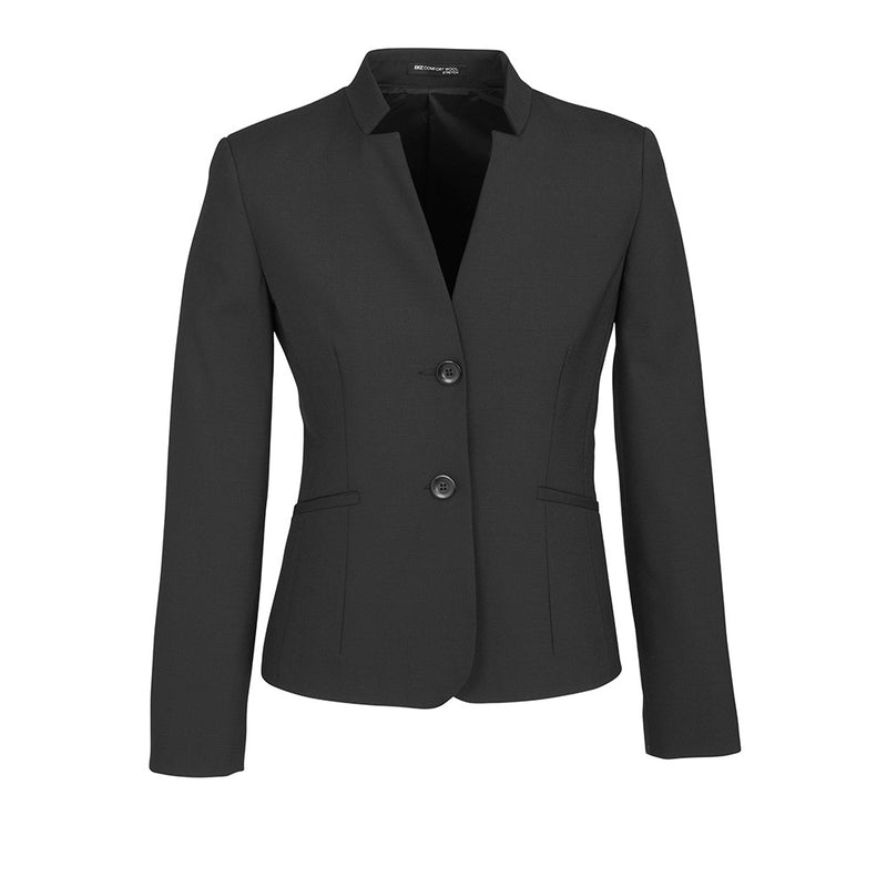 Load image into Gallery viewer, Biz Womens Comfort Wool Stretch Short Jacket featuring a tailored fit with button closure. The jacket includes a collar, sleeves, and internal pocket, offering stylish, durable comfort suitable for workplace settings.