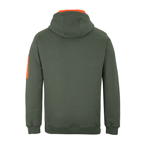 Load image into Gallery viewer, JB's 350gsm Trade Hoodie features a classic fit with ribbed cuffs and hem, a kanga pocket, and a pen pocket on the sleeve, perfect for active work environments.