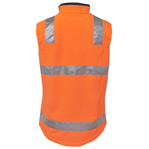 Load image into Gallery viewer, JB's Hi Vis Day/Night Soft Shell Vest, featuring reflective detailing, side seam zip pockets, and adjustable bottom hem, designed for durability and waterproofing, ideal for workplace safety and compliance with AS/NZS standards.