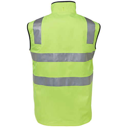 Load image into Gallery viewer, JB's Hi Vis Day Night Reversible Vest, featuring reflective stripes and front pockets, designed for safety with waterproof fabric and fleece lining, ideal for workplace environments. Complies with safety standards for day and night visibility.