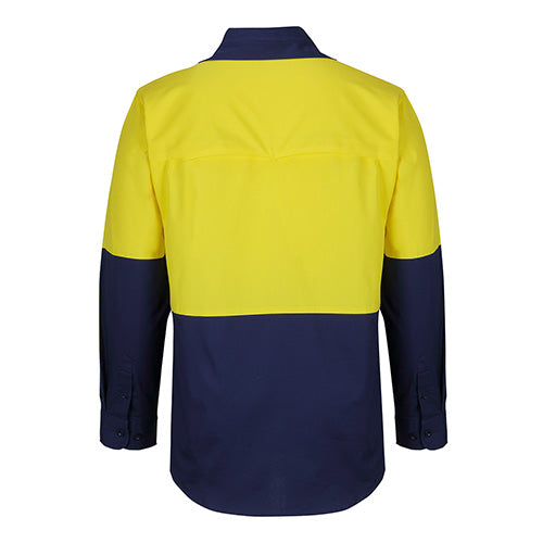 Load image into Gallery viewer, JB’s Hi Vis L/S Ripstop Work Shirt features a classic fit with a wide back yoke and cooling gussets, designed for safety and comfort in active work environments.