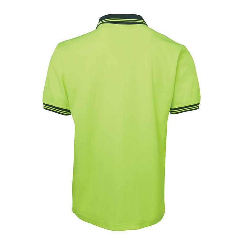 Load image into Gallery viewer, JB's Hi Vis Cotton Back Polo features a classic fit with a reinforced chest pocket and pen insert, designed with Dri™ fabric for moisture-wicking comfort, ideal for safety-conscious workplaces.