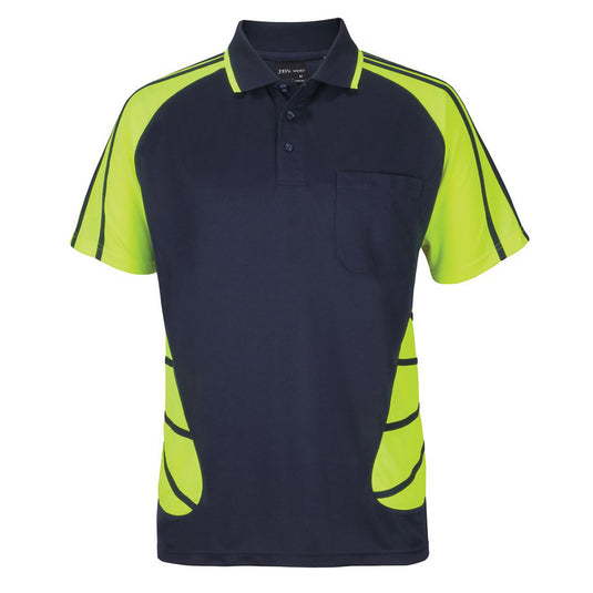 JB’s Street Spider Polo Shirt featuring a classic fit with a reinforced chest pocket and collar, ideal for workplace safety attire. Made from moisture-wicking fabric, ensuring comfort and UPF 50+ protection.