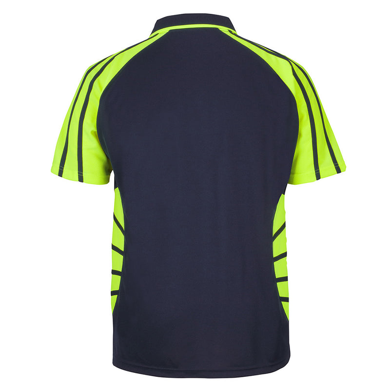 Load image into Gallery viewer, JB’s Street Spider Polo Shirt, featuring a classic fit and moisture-wicking polyester micro mesh, showcases the back with a straight hem and reinforced chest pocket, ideal for active safety-focused environments.