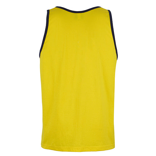 Load image into Gallery viewer, JB's Hi Vis Cotton Singlet, featuring a classic fit with contrast binding on the neck and armholes, designed for safety and comfort with 100% cotton fabric. Ideal for active and workplace settings.