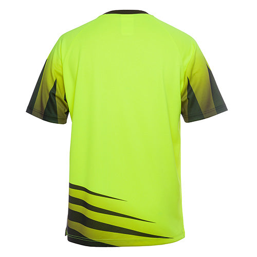Load image into Gallery viewer, JB's Hi Vis Rippa T-Shirt features a durable micro mesh fabric with a reinforced chest pocket. Designed with a raglan sleeve and straight hem for comfort, this active shirt is ideal for workplace safety.
