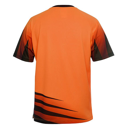 Load image into Gallery viewer, JB's Hi Vis Rippa T-Shirt features a durable polyester micro mesh fabric, raglan sleeves, and a reinforced chest pocket. The shirt's design supports active safety with moisture-wicking properties and UPF 50+ protection.