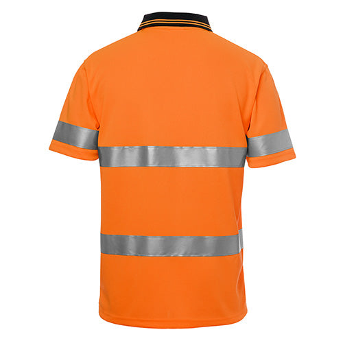 Load image into Gallery viewer, JB's Hi Vis Taped S/S Polo Shirt features reflective stripes on the back, designed for safety. This durable, moisture-wicking, and quick-drying garment ensures comfort and compliance with safety standards.