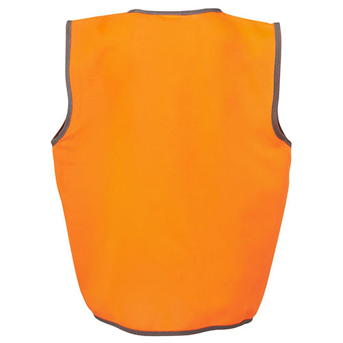 Load image into Gallery viewer, JB's Kids Hi Vis Safety Vest features a durable 100% polyester tricot construction with a front flap closure. Ideal for visibility, it includes contrast grey binding, enhancing safety for children during daytime activities.