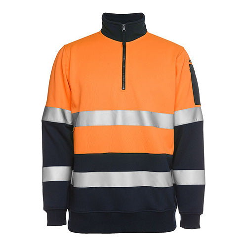 Load image into Gallery viewer, JB's Hi Vis Half Zip Taped Fleece Sweater featuring a durable fleece fabric, half-zip collar, and pen pocket on the sleeve, ideal for safety and workwear from Active Safety.
