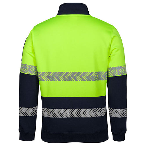 Load image into Gallery viewer, JB's Hi Vis Half Zip Segmented Tape Fleece features a half-zip closure and segmented reflective tape design, ideal for safety. The jacket includes a pen pocket on the sleeve, enhancing functionality.