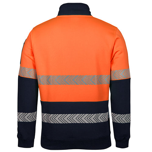 Load image into Gallery viewer, JB's Hi Vis Half Zip Segmented Tape Fleece features a 1/2 zip collar, ribbed cuffs, and a pen pocket on the sleeve. Ideal for safety and comfort with its reflective tape design.