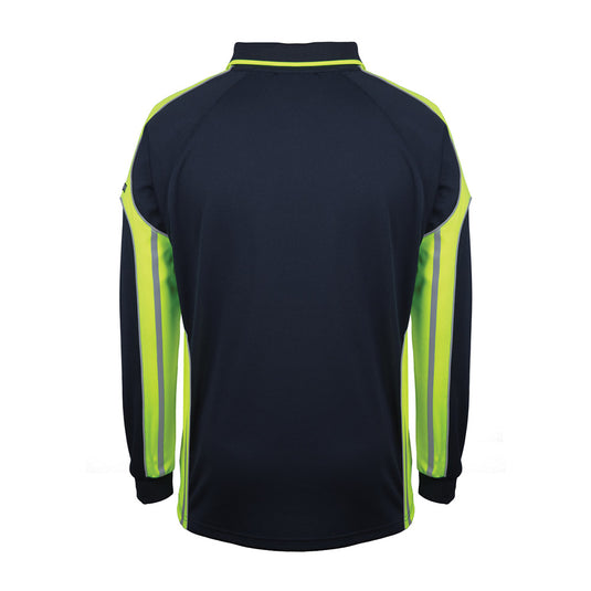 JB’s Long Sleeve Street Panel Polo made from durable 100% polyester micro mesh, featuring a reinforced chest pocket with pen insert, designed with moisture-wicking fabric for comfort and UPF 50+ protection.