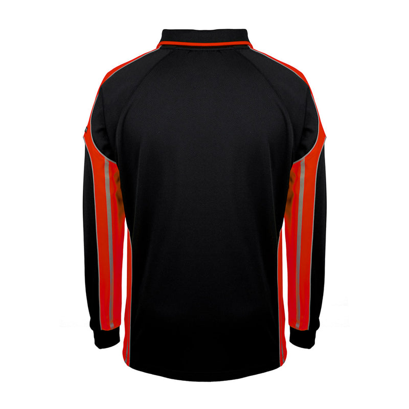 Load image into Gallery viewer, JB’s Long Sleeve Street Panel Polo features a classic fit with durable 100% polyester micro mesh fabric, moisture-wicking technology, reinforced chest pocket with pen slot, straight hem, and side splits, ideal for active safety environments.