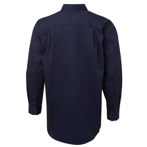 Load image into Gallery viewer, JB’s Classic Cotton L/S Work Shirt, shown from the back, features a durable double preshrunk drill fabric with two front pockets and button-down flaps, ideal for workplace safety and comfort.