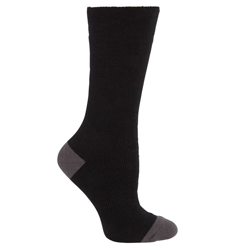 Load image into Gallery viewer, JB's Work Sock Pack/3 features black socks with grey soles, crafted from 80% cotton and 20% nylon. Ideal for workplace comfort, these fully terried socks are perfect for safety-focused environments.