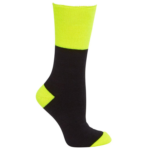 Load image into Gallery viewer, JB's Work Sock Pack/3 featuring durable black and yellow socks, crafted from 80% cotton and 20% nylon, ideal for workplace safety and comfort. Includes three fully terried pairs for enhanced cushioning.