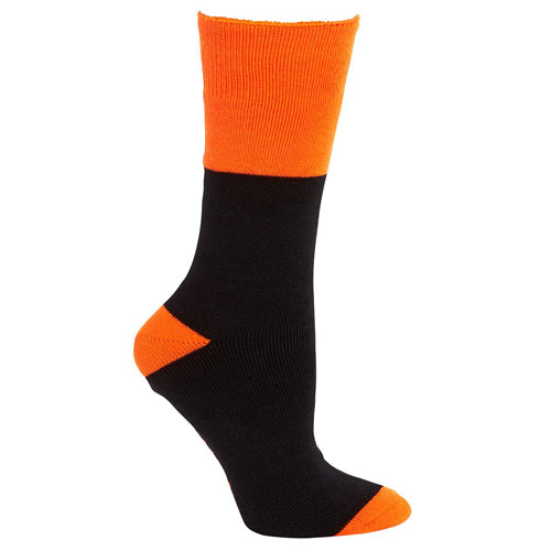 Load image into Gallery viewer, JB's Work Sock Pack/3 features durable, fully terried black and orange socks ideal for active and safety-focused environments, made from 80% cotton and 20% nylon, perfect for workplace use.