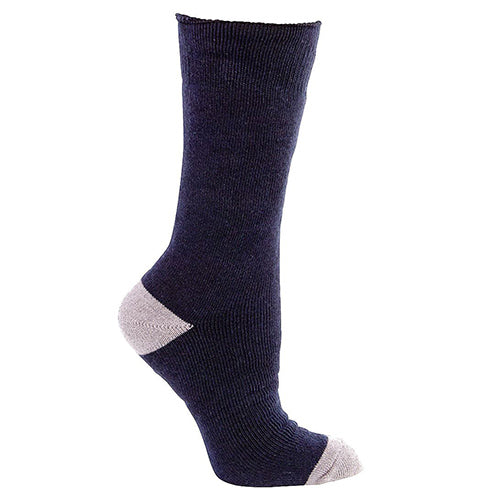 Load image into Gallery viewer, JB's Work Sock Pack/3 features a blue sock with a white sole, crafted from 80% cotton and 20% nylon. Ideal for workplace safety, these fully terried socks come in a pack of three.