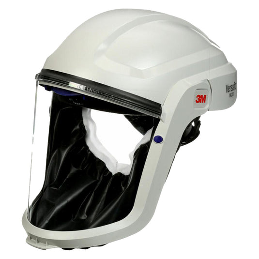3M M-207 Versaflo Respiratory Faceshield (NIOSH) showing a high-impact visor and flame-resistant faceseal, designed for integrated respiratory, face, and eye protection, suitable for various industrial applications.
