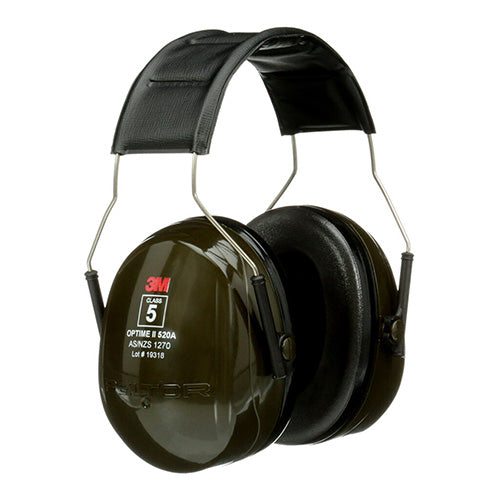 3M Peltor Optime II Headband Earmuff H520A, designed for noise-hazard environments, features large ear cups and soft cushions for comfort, ideal for industrial, construction, and agricultural noise reduction.