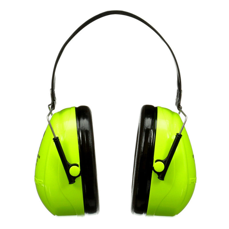Load image into Gallery viewer, 3M Peltor Optime II Hi Vis Earmuff H520FHV, Class 5, designed for high-noise environments; features a sleek, foldable headband with soft, wide cushions for comfort, ideal for industrial safety.