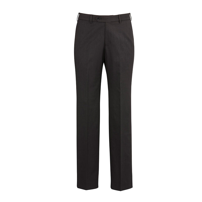 Load image into Gallery viewer, Biz Mens Cool Stretch Flat Front Pant featuring a belt, flat front style, and straight-leg design. Includes internal security pocket, two rear pockets, and is crafted for comfort with breathable, durable stretch fabric.