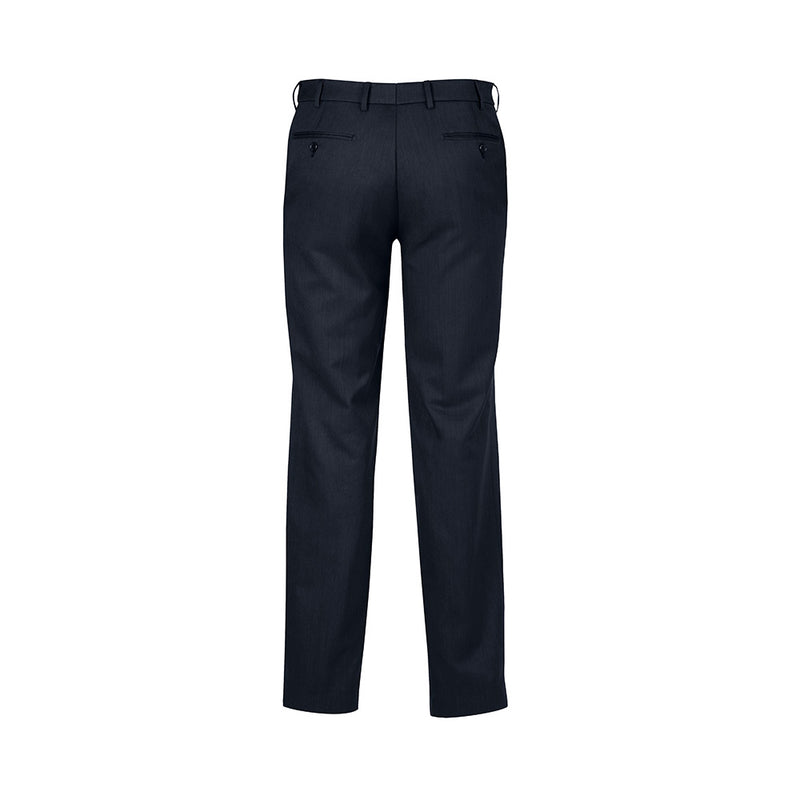 Load image into Gallery viewer, Biz Mens Cool Stretch Flat Front Pant (Stout) features a straight-leg design with a flat front, and functional details like a stretch-fused waistband, internal security pocket, and two rear pockets for practical workplace wear.